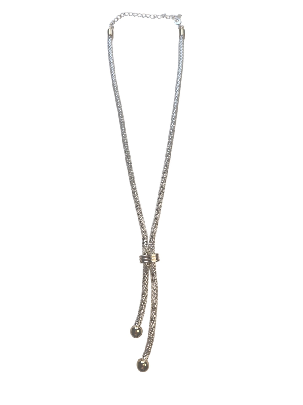 NWT Avon Vintage 1980s Mesh  Lariat Barrel And Ball Tassel Necklace